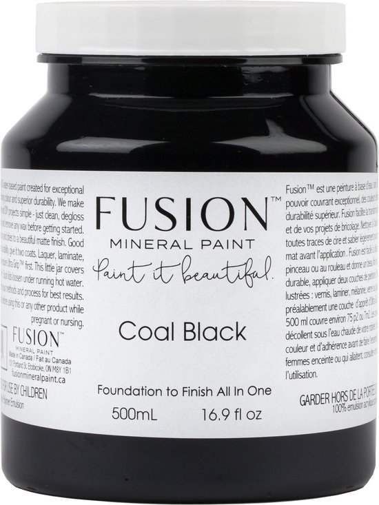 Foto: Fusion paint verf zwarte meubelverf coal black 500 ml