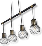 Belanian.nl -  Vintage Moderne hanglamp zwart en goud, 4 lichts voor  Eetkamer, slaapkamer, woonkamer