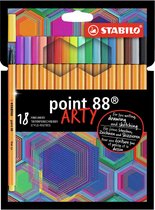 STABILO Point 88 - Fineliner - ARTY Etui - 18 kleuren