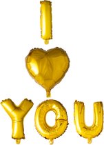 Folieballon Letters I  You 41cm Goud | Valentijn verrassing | Valentijn Kado