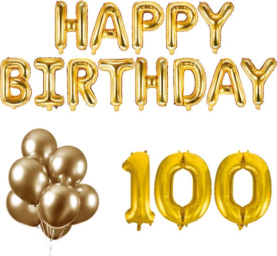 100 jaar Verjaardag Versiering Ballon Pakket Goud | bol.com