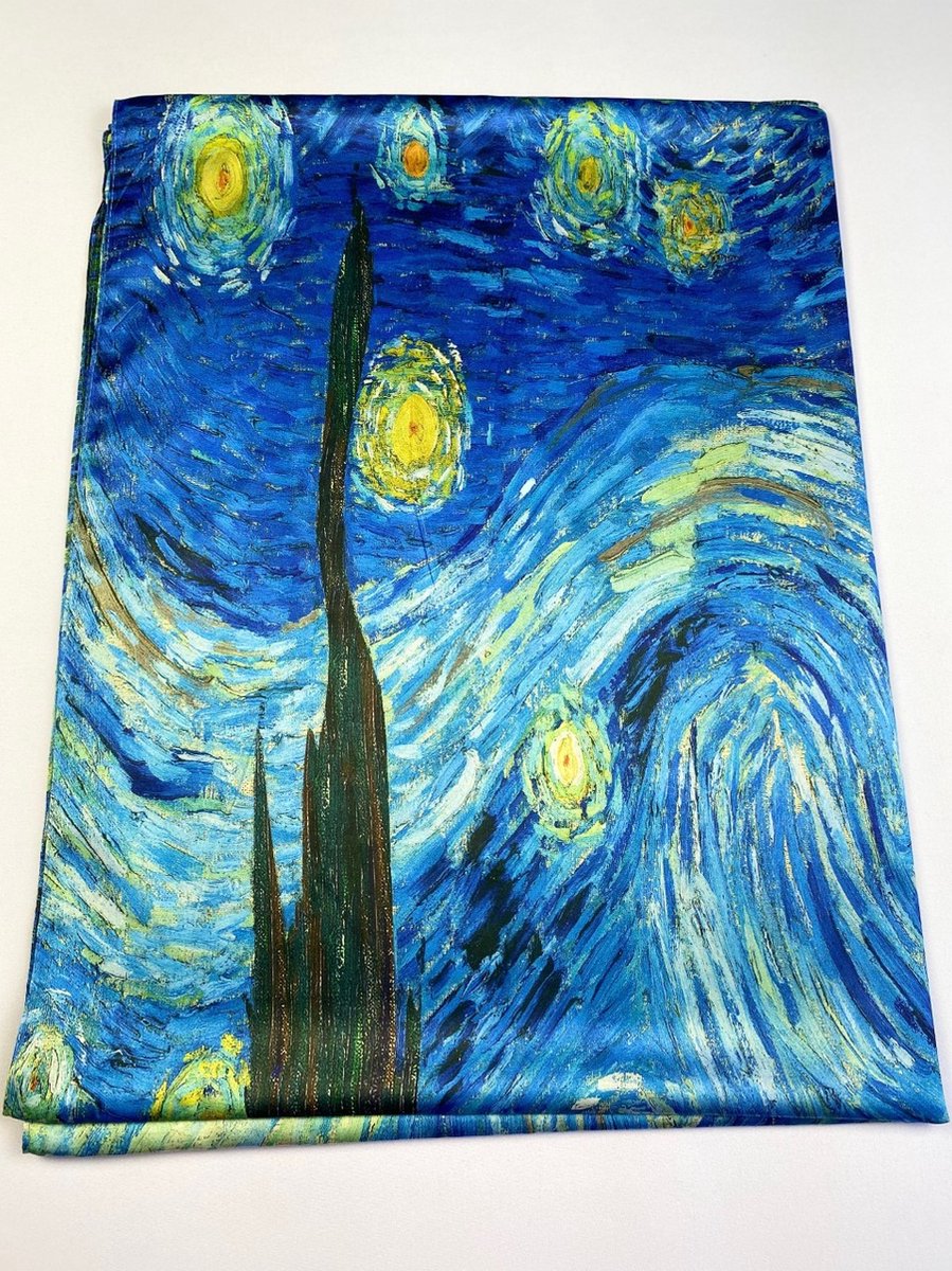 Dames sjaal / zomersjaal Vincent van Gogh de sterrennacht 2 kanten print van glad materiaal