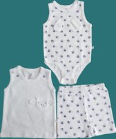 Newborn kleertjes - Baby Kleding Unisex - Baby Cadeau - Kraamcadeau - Babyshower Cadeau Setje 3/delig - Flowers - 7-12 mnd- Maat 74