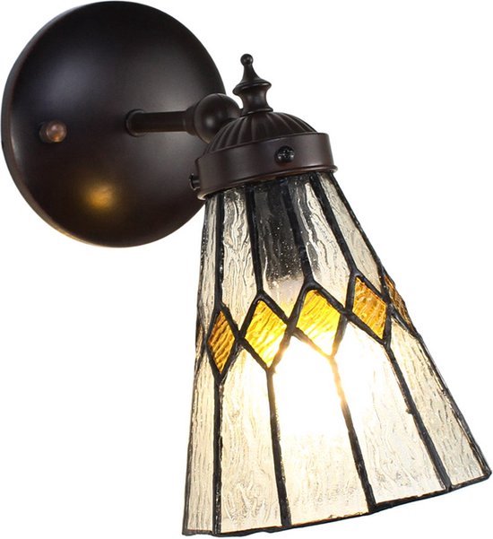 LumiLamp Wandlamp Tiffany 17*12*23 cm E14/max 1*40W Transparant Glas, Metaal Rond Muurlamp Sfeerlamp Tiffany Lamp