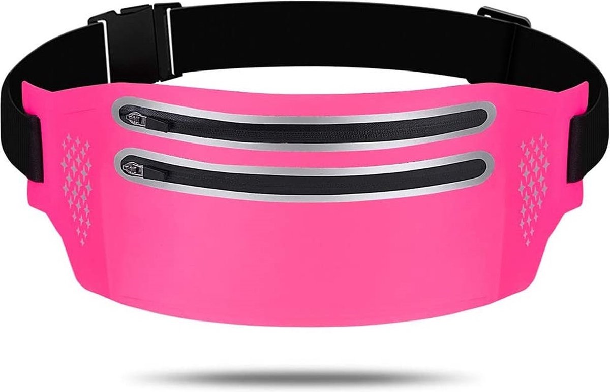 Heuptas Waterdichte nauwsluitende ultradunne Reis portemonnee - Outdoor Sport Riem Pouch Running Belt Gym Sporttas - Roze