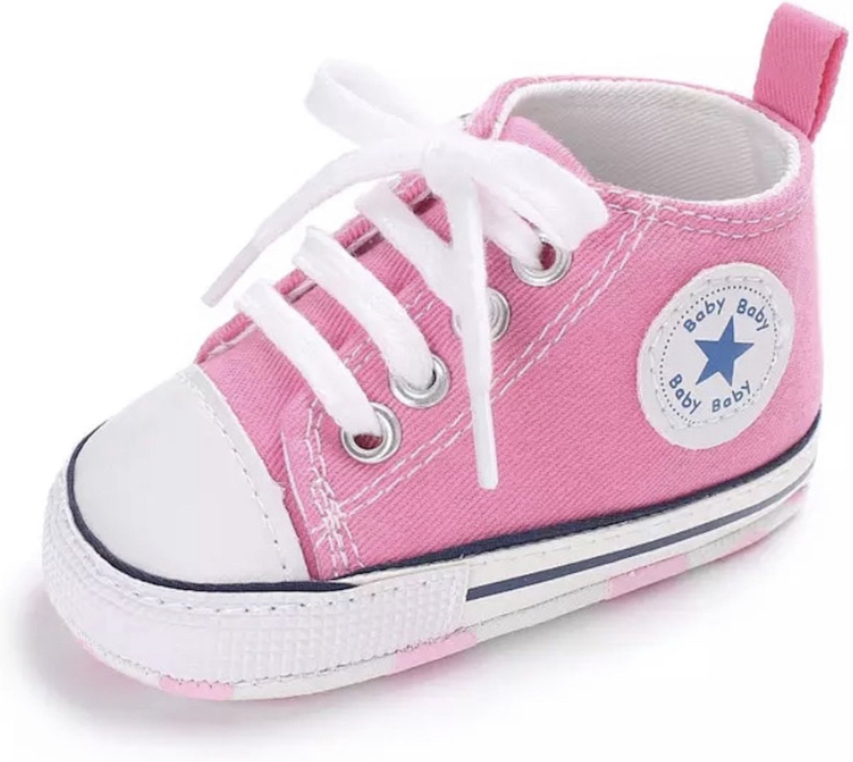 Stoere Baby schoenen - Babysneakers van Baby-Slofje - Roze maat 19 (13 cm)
