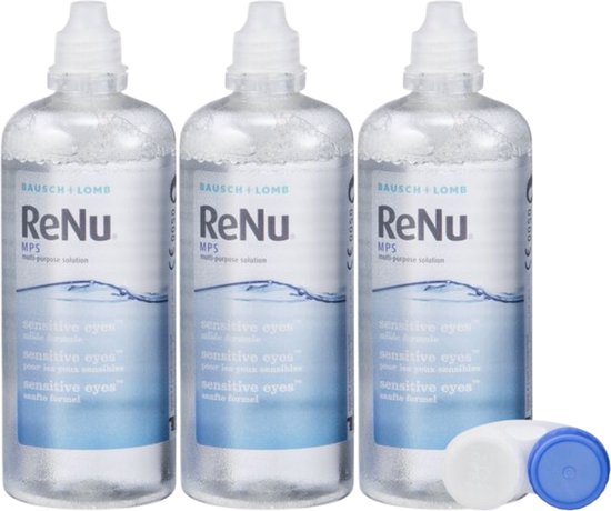 Foto: Renu mps sensitive eyes 3 x 360 ml incl 3 x lenshouder zachte contactlenzen voordeelverpakking