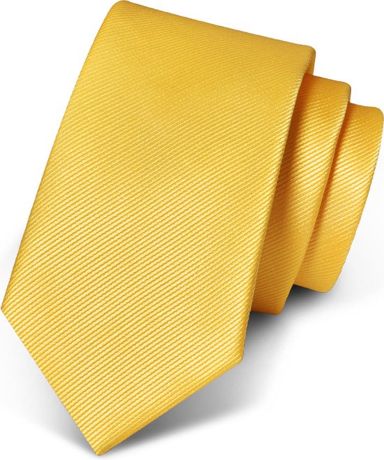Premium Ties - Luxe Stropdas Heren - Polyester - Lichtgeel - Incl. Luxe Gift Box!