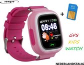 Kinder Smartwatch GPS inclusief Simkaart - Roze - Kinder Horloge - Meisje - GPS Tracking - One Size - Nederlandstalig