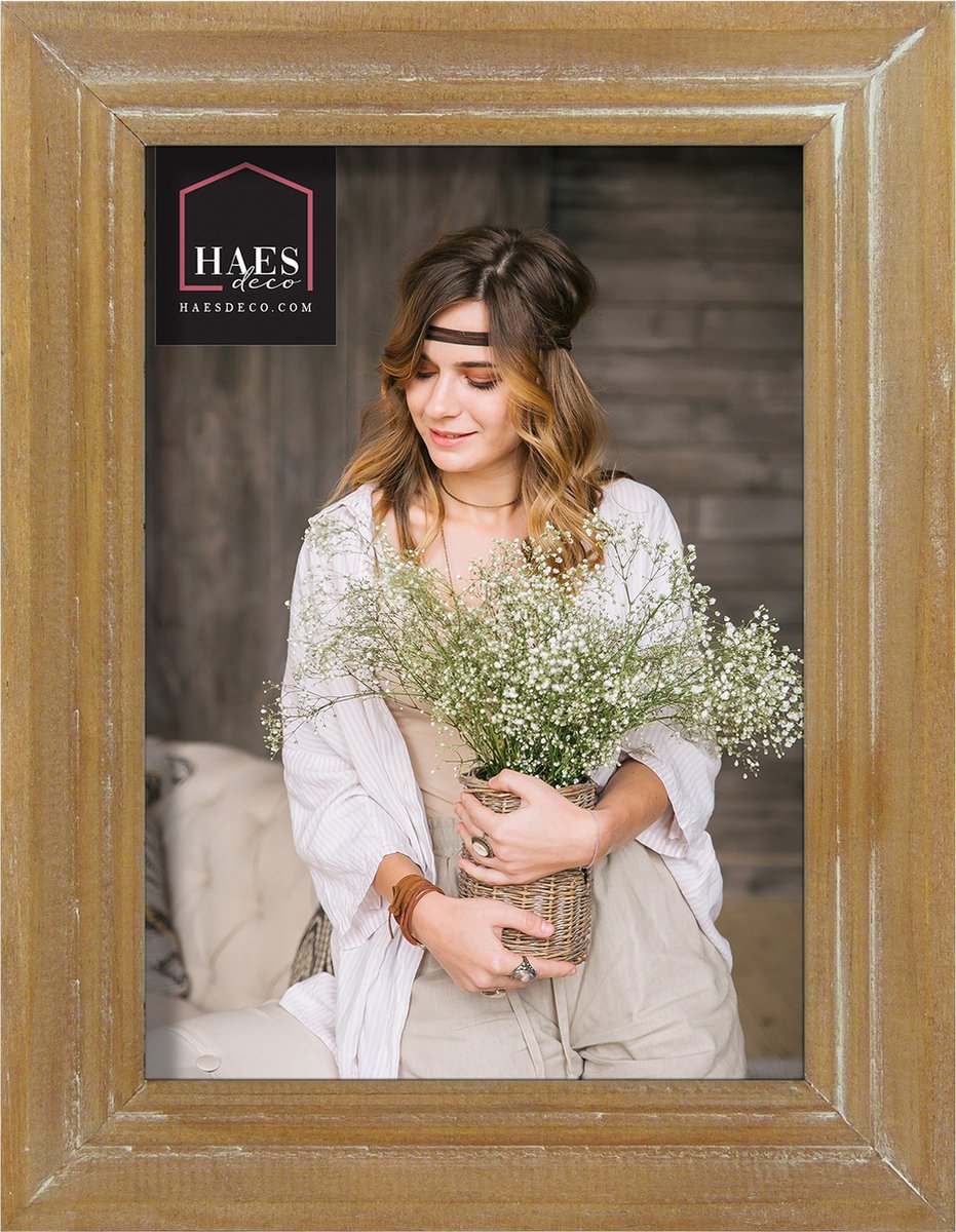 HAES DECO - Houten Fotolijst Nancy Vintage Bruin voor 1 foto formaat 10x15 - SP10215