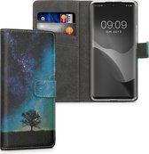 kwmobile telefoonhoesje geschikt voor Honor 50 - Backcover voor smartphone - Hoesje met pasjeshouder in blauw / grijs / zwart - Sterrenstelsel en Boom design