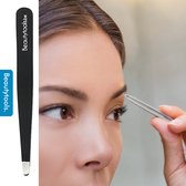 BeautyTools Epileerpincet PRECISION - Pincet met Ronde Bek Voor Epileren Dikke Haartjes - Matt Black - Tweezers (9.5 cm) - Inox (BT-2106)