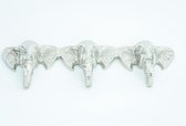 Wandhaak olifant aluminium - 32 cm breed - Theedoekhouder olifant - Handdoekhouder olifant - Hanger - Kapstok - Wandkapstok