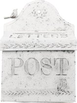 Brievenbus Muur 28*12*41 cm Wit, Grijs Metaal Ornamenten Letters/Post/US Mail Wandbrievenbus Brievenbus Hangend