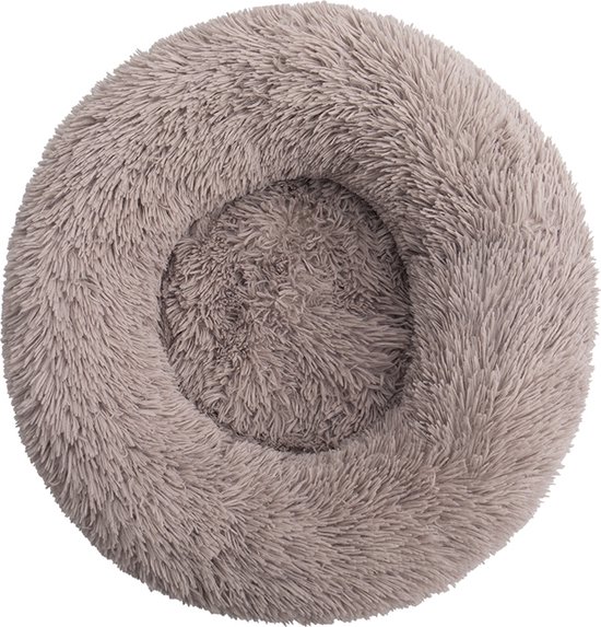 KUSSIES® Kussen 40 Cm Met Wasbare Hoes - Taupe - Hondenkussen Kattenkussen - Donut Ronde Kattenmand Kat Puppy Grijsbruin Grijs Bruin Grijsbruine