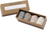 GoBabyGo Combo Box - bamboe antislip sokjes / Soft Pink, Grey Melange, Off White, Sand - 6-12m / 17-19