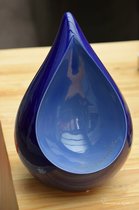 Crematie-as Urn met uw gewenste naam- Keramiek Urn Groot Blauw, inhoud 3,40 liter, lengte 31 cm, urn voor mens, Handgemaakte urn- herinneringsbeeld