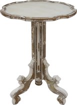 Bijzettafel Ø 54*75 cm Wit, Bruin Hout Rond Side table Tafeltje
