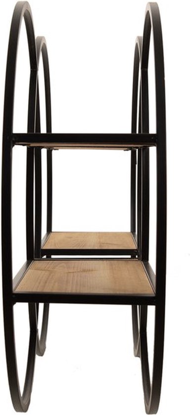Muurplank Rond Wandrek 84*17*51 cm Bruin Hout, Metaal Rond Wandplank Wandschap | bol
