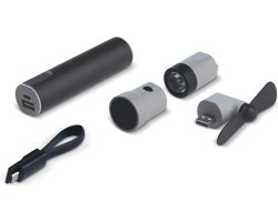 Power bank Travel Set 2200mAh in de kleur Zwart / Grijs