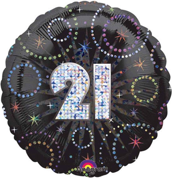 Helium Ballon 21e verjaardag - Gevuld met Helium | Boombie© | Verstuurd in sierlijke doos! | Folie Ballon | Verjaardag | 21 jaar