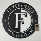 FootballDesign FEYENOORD. - 80 x 80 cm - Black | Wanddecoratie Voetbal Feyenoord