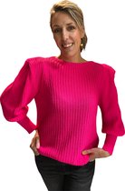 Trui met pofmouw fuchsia one size draagbaar tot maat 44