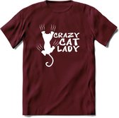 Crazy Cat Lady - Katten T-Shirt Kleding Cadeau | Dames - Heren - Unisex | Kat / Dieren shirt | Grappig Verjaardag kado | Tshirt Met Print | - Burgundy - XL