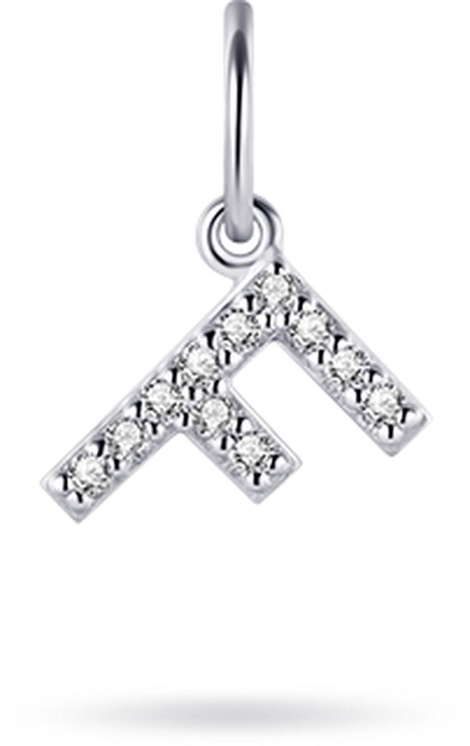 Jewels Inc. - Pendentif sans collier - Lettre F avec zircone - 8 mm - Argent 925 rhodié