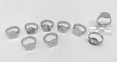 Ringen - maken - kinderen - met 12mm Top - verstelbaar - 9 Stuks - Zilverkleurig – Nikkelvrij