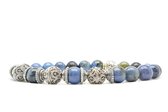 Beaddhism - Armband - Dumortieriet - Triple Kashmir Caps - Zilver - 8 mm - 23 cm