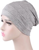 Tulband - Head wrap - Chemo muts – Haarband Damesmutsen - Tulband cap - Hoofddeksel – Beanie - Hoofddoek - Muts - Grijs - Hijab - Slaapmuts - Hoofdwear  – Haarverzorging