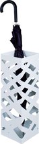 Paraplubak - Wit metalen parapluhouder - Uitneembare lekbak - Paraplustandaard - 16 x 16 x 48 cm