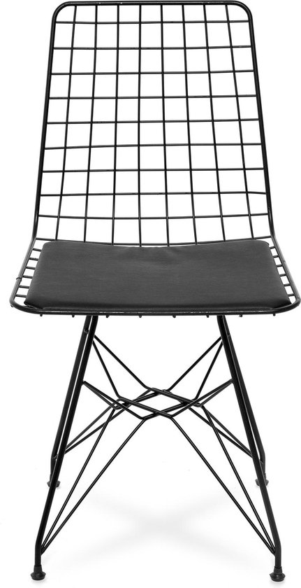 Geleerde interferentie regeren Draadstoel - eetkamerstoel zwart metaal - 83x44x42 - designstoel staal -  wire chair -... | bol.com