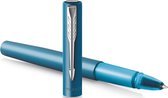 Vector XL rollerballpen | metallic groenblauwe lak op messing met chroom detail | fijne penpunt met zwarte inkt navulling | cadeauverpakking