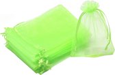 Fako Bijoux® - Organza Zakjes - 9x12cm - Feestzakjes - Snoepzakjes - Cadeauzakjes - Sieradenzakjes - Lichtgroen - 20 Stuks