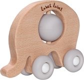 Label Label Elephant Wood & Silicone Teething Toy on Roues, soulage la douleur lors de la dentition, durable et peut être utilisé dès la naissance, Grijs