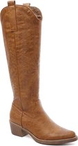 SmileFavorites® Dames Cowboylaarzen met Hak - Imitatieleer - Camel - Maat 39