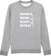 Board drink sleep repeat Rustaagh sweater maat S - grijs - bedrukt - unisex -ski