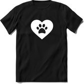 Cat Love Paw - Katten T-Shirt Kleding Cadeau | Dames - Heren - Unisex | Kat / Dieren shirt | Grappig Verjaardag kado | Tshirt Met Print | - Zwart - 3XL