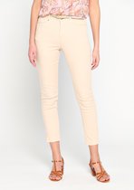 LOLALIZA Slim fit broek met ceintuur - Beige - Maat 46