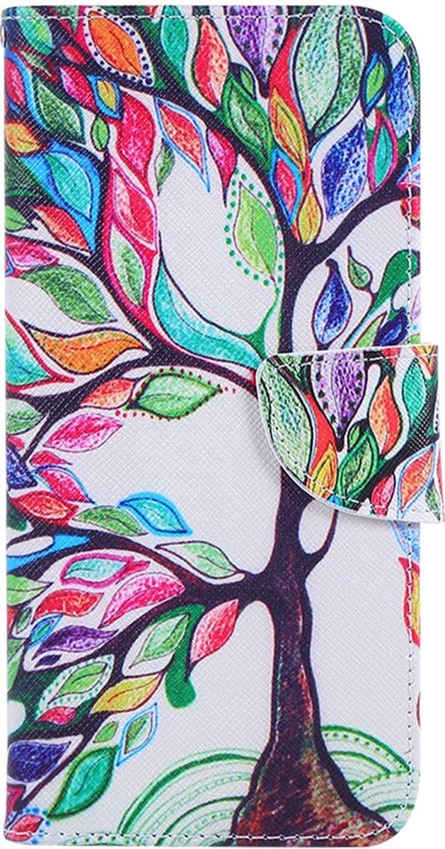 Shop4 - Samsung Galaxy A73 5G Hoesje - Wallet Case met Pasjeshouder Gekleurde Boom