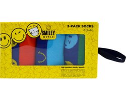 foto van Smiley world socks - giftbox sokken - 3 paar - maat 40/46 - Gekleurde grappige heren sokken geschenkdoos - smiley Socks- 80% hoogwaardige katoen