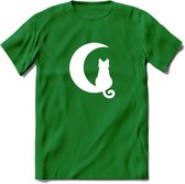 Nacht Wacht - Katten T-Shirt Kleding Cadeau | Dames - Heren - Unisex | Kat / Dieren shirt | Grappig Verjaardag kado | Tshirt Met Print | - Donker Groen - L