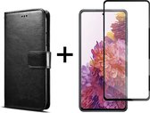 Samsung S22 Hoesje - Samsung Galaxy S22 hoesje bookcase zwart wallet case portemonnee hoes cover hoesjes - Full Cover - 1x Samsung S22 screenprotector