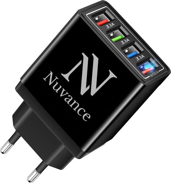 Oplader met 4 USB Poorten Adapter Fast Charger Travel Adapter Adapter...