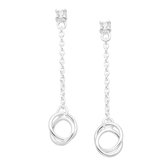 EAR IT UP - Boucles d'oreilles d'oreilles - Cercle - Collier - Boucles d'oreilles clous Push back - Argent 925 - Zircone - Sertissage griffe - 30 x 6 mm - 1 paire