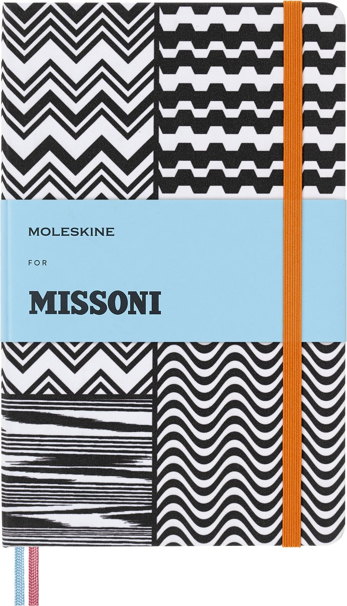Moleskine Limited Edition Notitieboek - Missoni - Large - Gelinieerd - Canvas Zwart/Wit