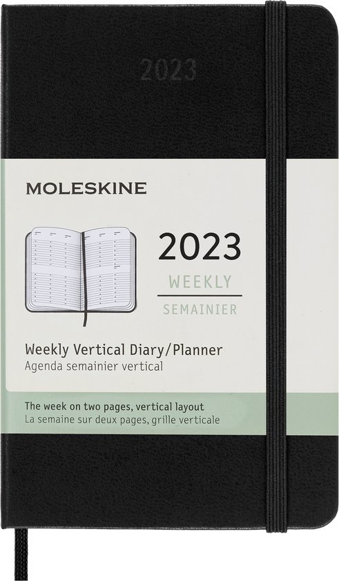 Moleskine 12 Maanden Agenda - 2023 - Wekelijks - Verticaal Pocket - Harde Kaft Zwart | bol.com