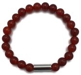 H-Beau - Armband - Edelstenen - Gepolijst - Carneool - 20cm - Natuurstenen - Kralen – 8mm - Rood – Oranje - Heren – Unisex - Handgemaakt – Sterrenbeeld – Horoscoop – Ram – Kreeft – Leeuw - Maagd